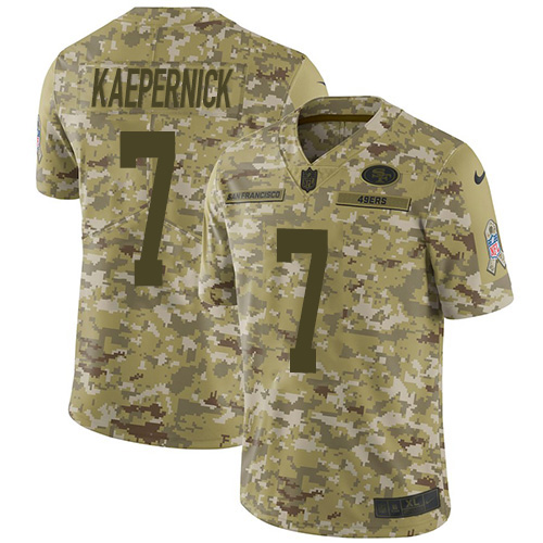 Nike 49ers #7 Colin Kaepernick Camo Men's Stitched NFL Limited 2018 Salute To Service Jersey