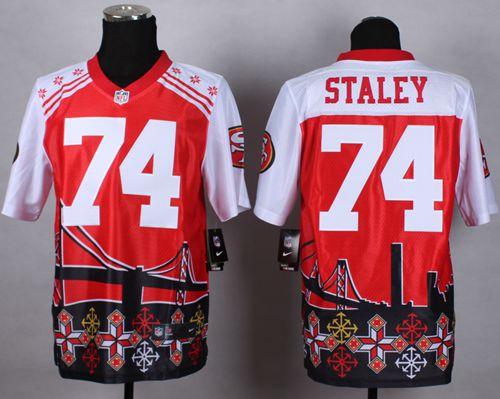 Nike 49ers #74 Joe Staley Red Men's Stitched NFL Elite Noble Fashion Jersey