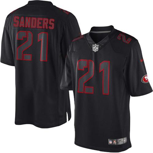 Nike 49ers #21 Deion Sanders Black Men's Stitched NFL Impact Limited Jersey