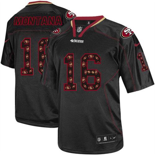 Nike 49ers #16 Joe Montana New Lights Out Black Men's Stitched NFL Elite Jersey