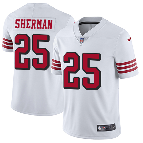 Nike 49ers #25 Richard Sherman White Rush Men's Stitched NFL Vapor Untouchable Limited Jersey