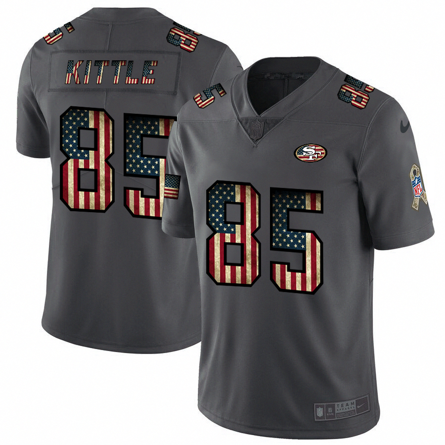 San Francisco 49ers #85 George Kittle Nike 2018 Salute to Service Retro USA Flag Limited NFL Jersey