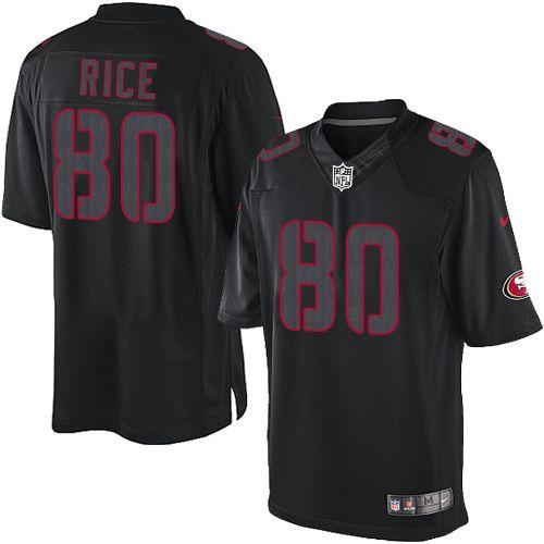 Nike 49ers #80 Jerry Rice Black Men's Stitched NFL Impact Limited Jersey