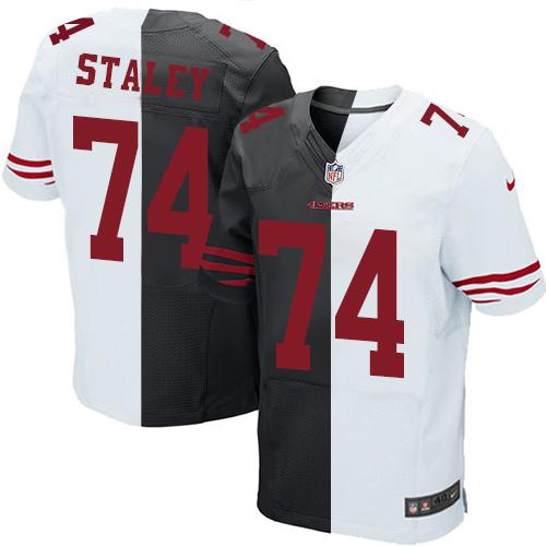Nike 49ers #74 Joe Staley Black/White Men's Stitched NFL Elite Split Jersey