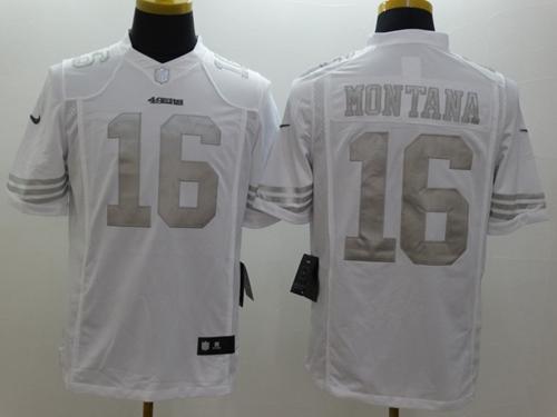 Nike 49ers #16 Joe Montana White Men's Stitched NFL Limited Platinum Jersey