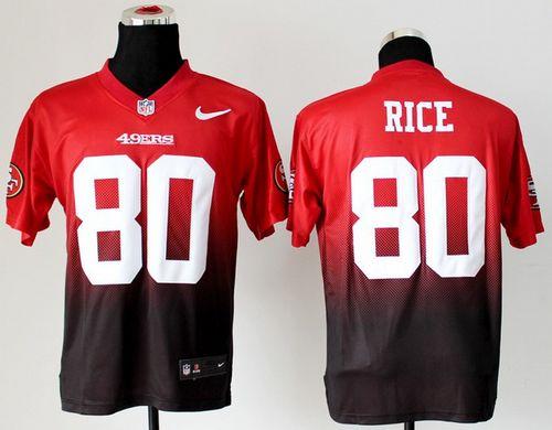 Nike 49ers #80 Jerry Rice Red/Black Men's Stitched NFL Elite Fadeaway Fashion Jersey