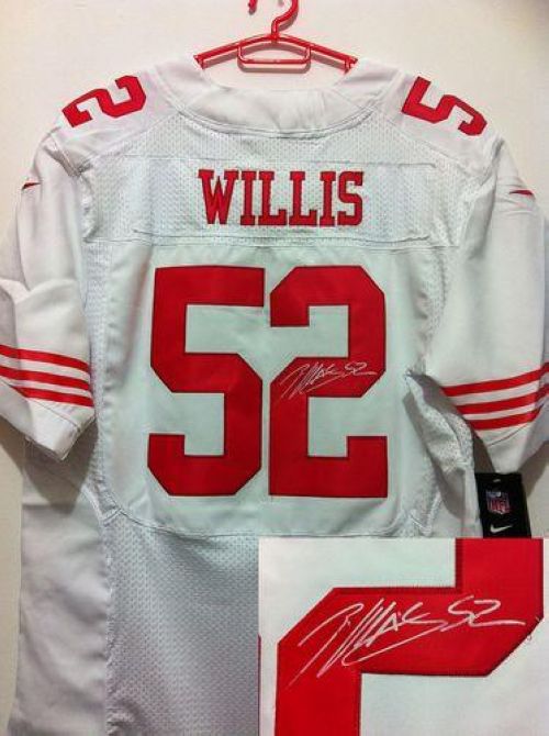 Nike 49ers #52 Patrick Willis White Men's Stitched NFL Elite Autographed Jersey