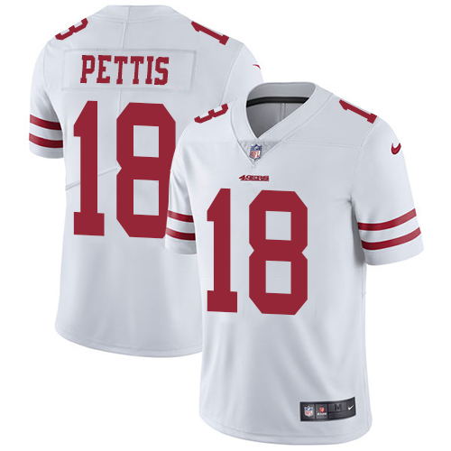 Nike 49ers #18 Dante Pettis White Men's Stitched NFL Vapor Untouchable Limited Jersey