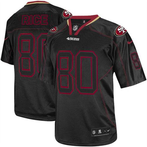 Nike 49ers #80 Jerry Rice Lights Out Black Men's Stitched NFL Elite Jersey