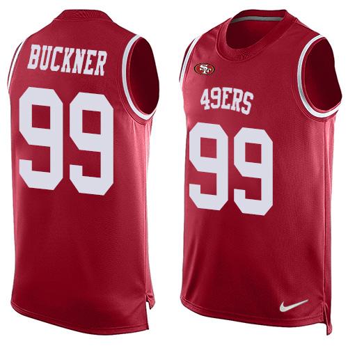 Nike 49ers #99 DeForest Buckner Red Team Color Men's Stitched NFL Limited Tank Top Jersey