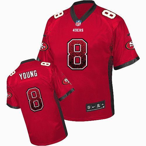 Nike 49ers #8 Steve Young Red Team Color Men's Stitched NFL Elite Drift Fashion Jersey