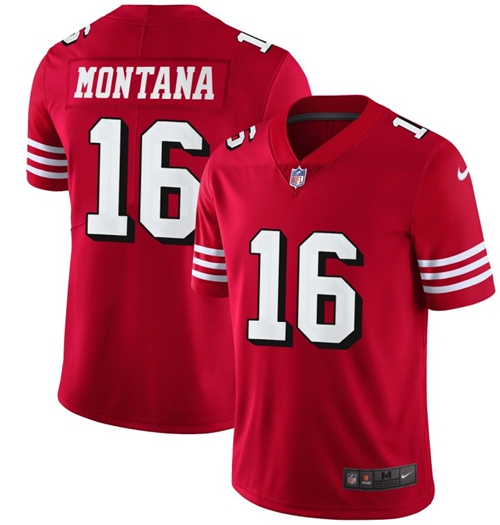 Nike 49ers #16 Joe Montana Red Team Color Men's Stitched NFL Vapor Untouchable Limited II Jersey