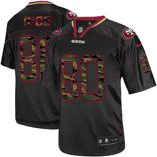 Nike 49ers #80 Jerry Rice Black Men's Stitched NFL Elite Camo Fashion Jersey