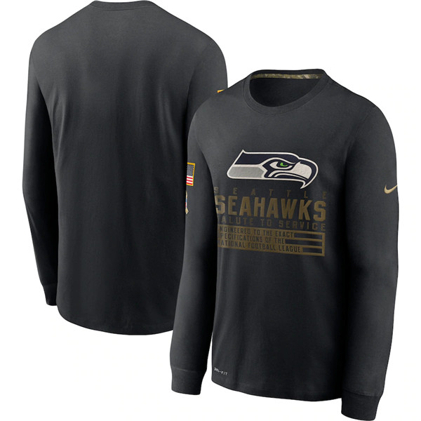 Men's Seattle Seahawks Black Salute To Service Sideline Performance Long Sleeve T-Shirt 2020
