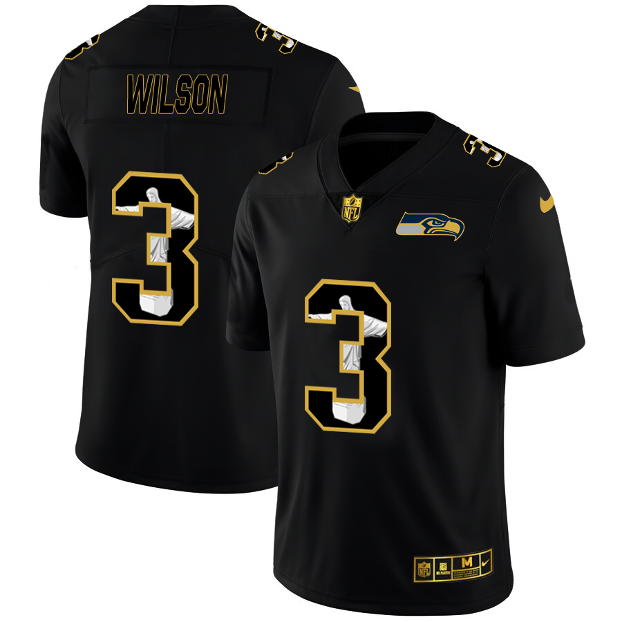 Seattle Seahawks #3 Russell Wilson Men's Nike Carbon Black Vapor Cristo Redentor Limited NFL Jersey