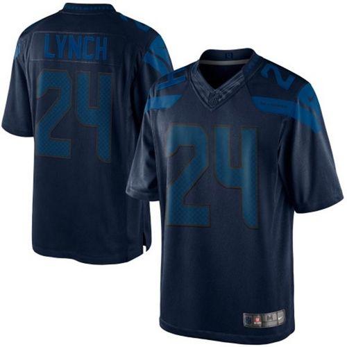 Nike Seahawks #24 Marshawn Lynch Steel Blue Men's Stitched NFL Drenched Limited Jersey