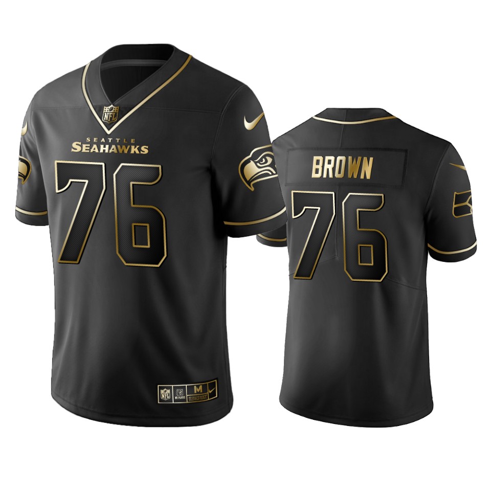 Seahawks #76 Duane Brown Men's Stitched NFL Vapor Untouchable Limited Black Golden Jersey