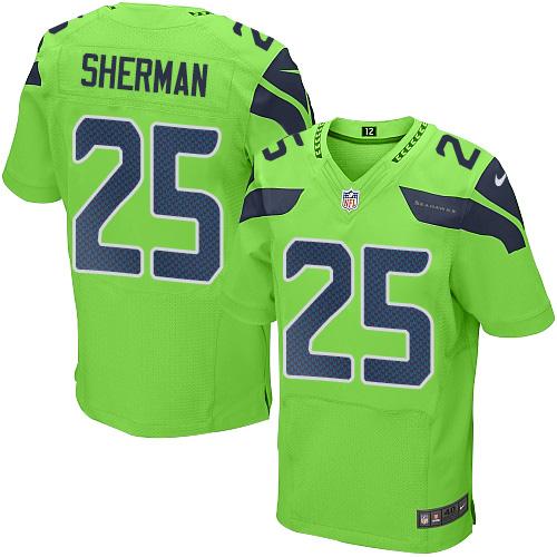 Nike Seahawks #25 Richard Sherman Green Men's Stitched NFL Elite Rush Jersey