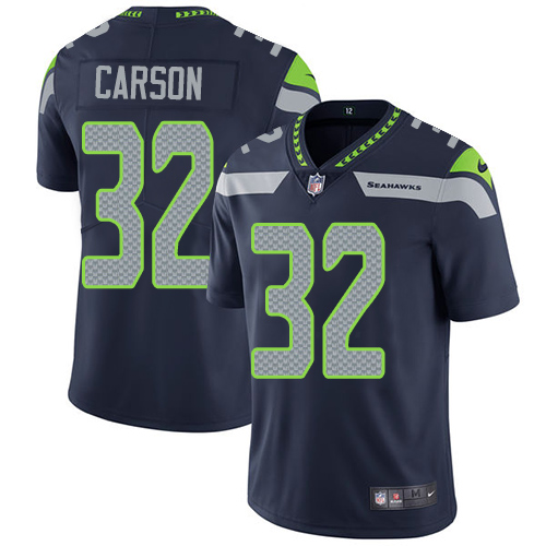 Nike Seahawks #32 Chris Carson Steel Blue Team Color Men's Stitched NFL Vapor Untouchable Limited Jersey