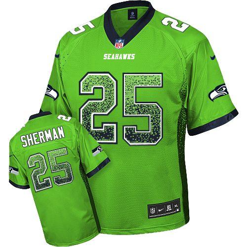 Nike Seahawks #25 Richard Sherman Green Men's Stitched NFL Elite Drift Fashion Jersey