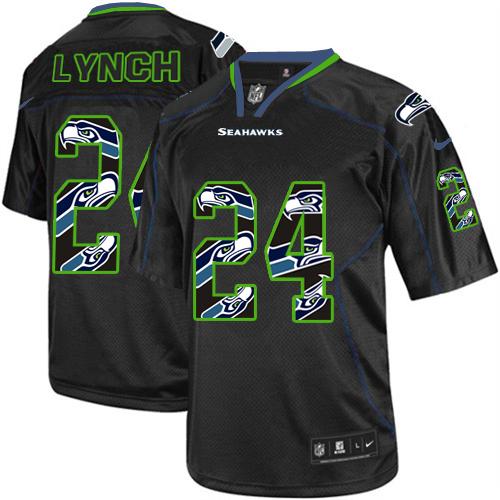Nike Seahawks #24 Marshawn Lynch New Lights Out Black Men's Stitched NFL Elite Jersey