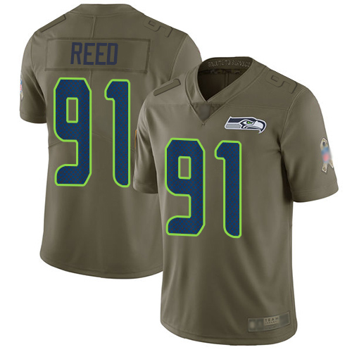 Nike Seahawks #91 Jarran Reed Olive Men's Stitched NFL Limited 2017 Salute to Service Jersey
