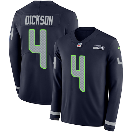 Nike Seahawks #4 Michael Dickson Steel Blue Team Color Men's Stitched NFL Limited Therma Long Sleeve Jersey