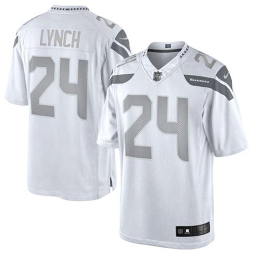 Nike Seahawks #24 Marshawn Lynch White Men's Stitched NFL Limited Platinum Jersey