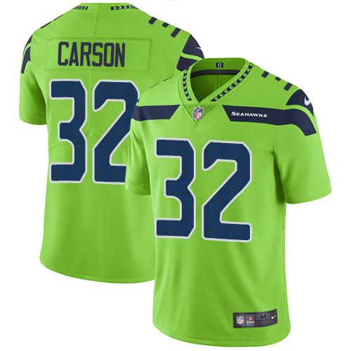 Nike Seahawks #32 Chris Carson Green Men's Stitched NFL Limited Rush Jersey