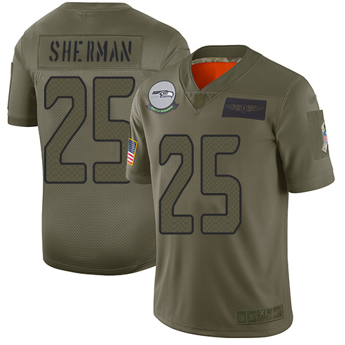 Nike Seahawks #25 Richard Sherman Camo Men's Stitched NFL Limited 2019 Salute To Service Jersey