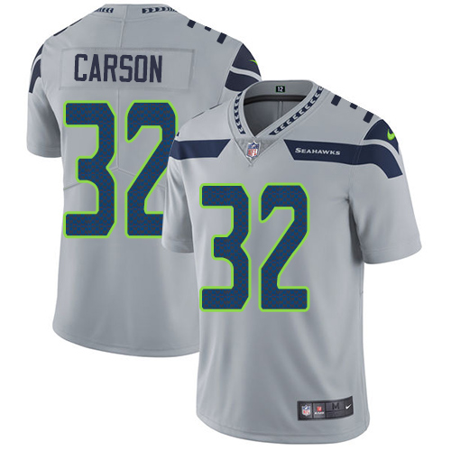 Nike Seahawks #32 Chris Carson Grey Alternate Men's Stitched NFL Vapor Untouchable Limited Jersey
