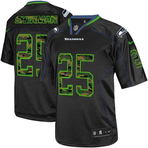 Nike Seahawks #25 Richard Sherman Black Men's Stitched NFL Elite Camo Fashion Jersey