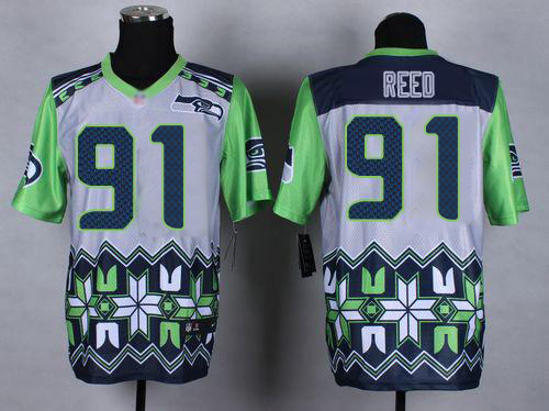 Nike Seahawks #91 Jarran Reed Grey Men's Stitched NFL Elite Noble Fashion Jersey