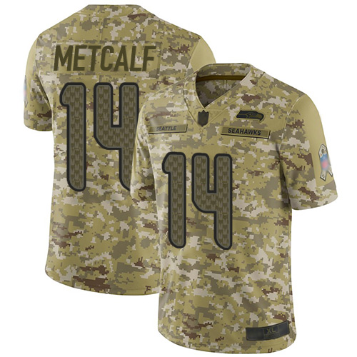 Nike Seahawks #14 D.K. Metcalf Camo Men's Stitched NFL Limited 2018 Salute To Service Jersey