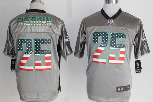 Nike Seahawks #25 Richard Sherman Grey Men's Stitched NFL Elite USA Flag Fashion Jersey