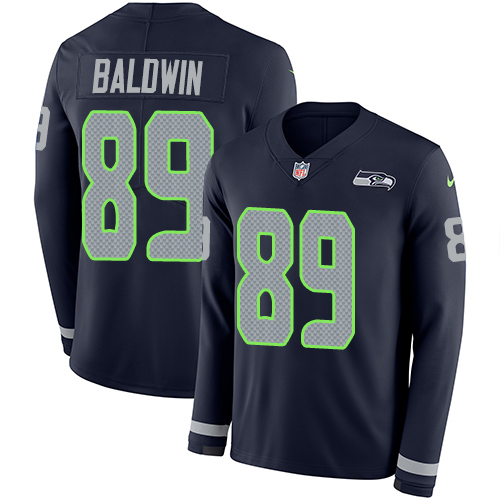 Nike Seahawks #89 Doug Baldwin Steel Blue Team Color Men's Stitched NFL Limited Therma Long Sleeve Jersey