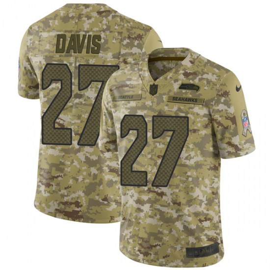 Nike Seahawks #27 Mike Davis Camo Men's Stitched NFL Limited 2018 Salute To Service Jersey