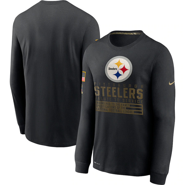 Men's Pittsburgh Steelers Black Salute To Service Sideline Performance Long Sleeve T-Shirt 2020