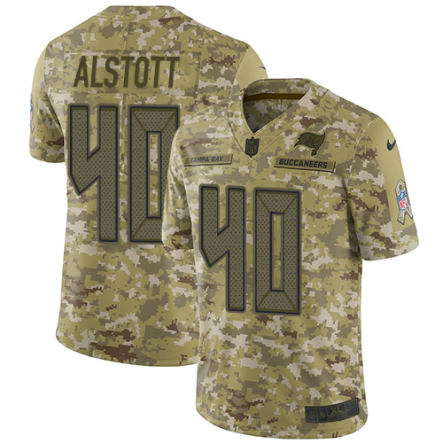 Nike Buccaneers #40 Mike Alstott Camo Men's Stitched NFL Limited 2018 Salute To Service Jersey