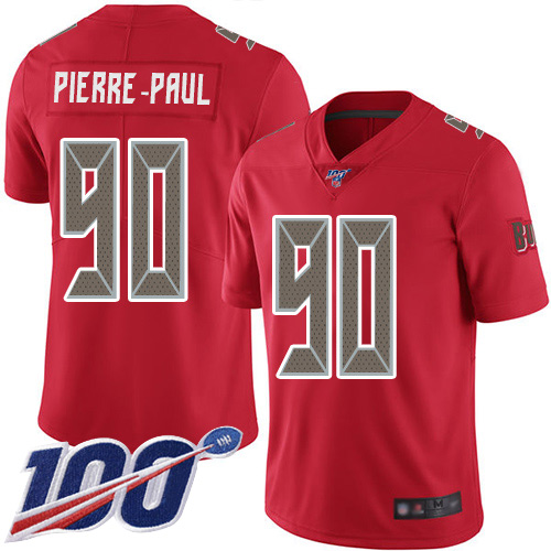 Nike Buccaneers #90 Jason Pierre-Paul Red Men's Stitched NFL Limited Rush 100th Season Jersey