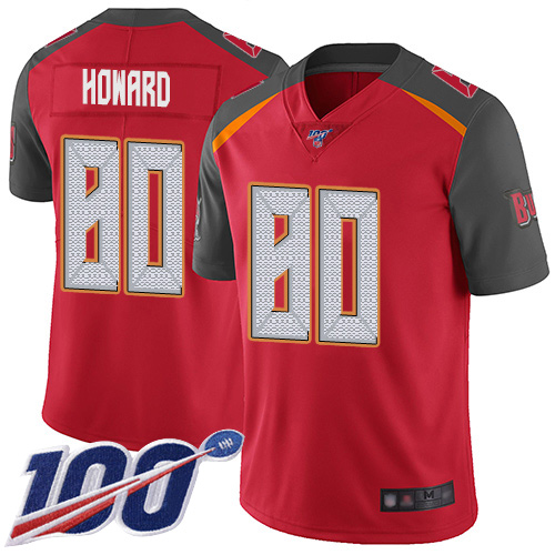 Nike Buccaneers #80 O. J. Howard Red Team Color Men's Stitched NFL 100th Season Vapor Limited Jersey