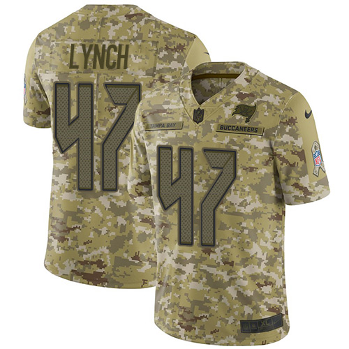Nike Buccaneers #47 John Lynch Camo Men's Stitched NFL Limited 2018 Salute To Service Jersey
