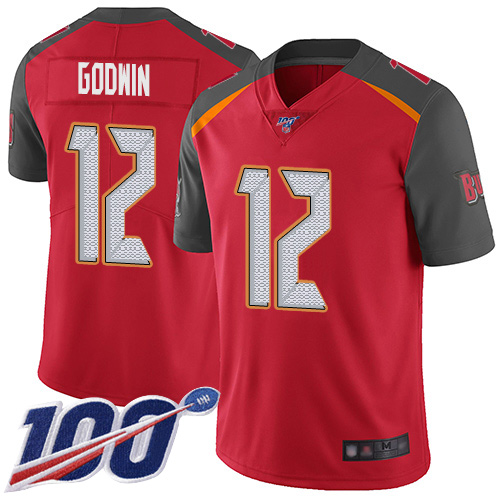Nike Buccaneers #12 Chris Godwin Red Team Color Men's Stitched NFL 100th Season Vapor Limited Jersey