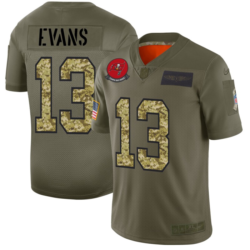 Tampa Bay Buccaneers #13 Mike Evans Men's Nike 2019 Olive Camo Salute To Service Limited NFL Jersey