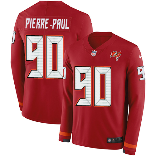 Nike Buccaneers #90 Jason Pierre-Paul Red Team Color Men's Stitched NFL Limited Therma Long Sleeve Jersey