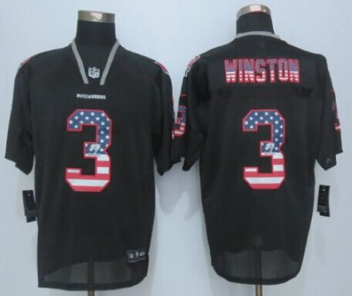 Nike Buccaneers #3 Jameis Winston Black Men's Stitched NFL Elite USA Flag Fashion Jersey