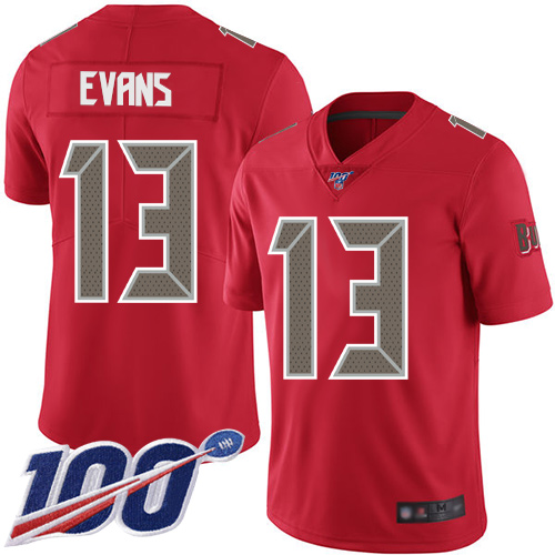 Nike Buccaneers #13 Mike Evans Red Men's Stitched NFL Limited Rush 100th Season Jersey