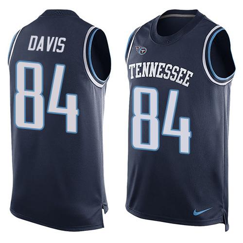 Nike Titans #84 Corey Davis Navy Blue Team Color Men's Stitched NFL Limited Tank Top Jersey