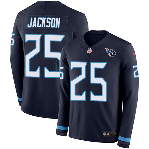 Nike Titans #25 Adoree' Jackson Navy Blue Team Color Men's Stitched NFL Limited Therma Long Sleeve Jersey