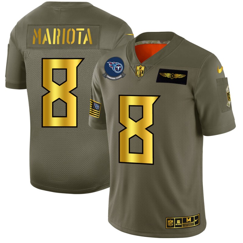 Tennessee Titans #8 Marcus Mariota NFL Men's Nike Olive Gold 2019 Salute to Service Limited Jersey